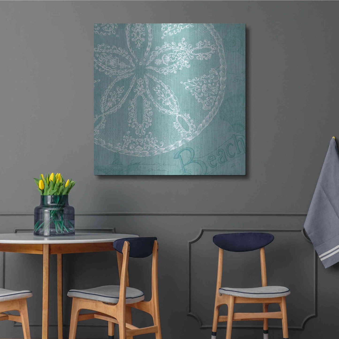 Luxe Metal Art 'Aqua Treasure II' by Daphne Brissonet, Metal Wall Art,36x36