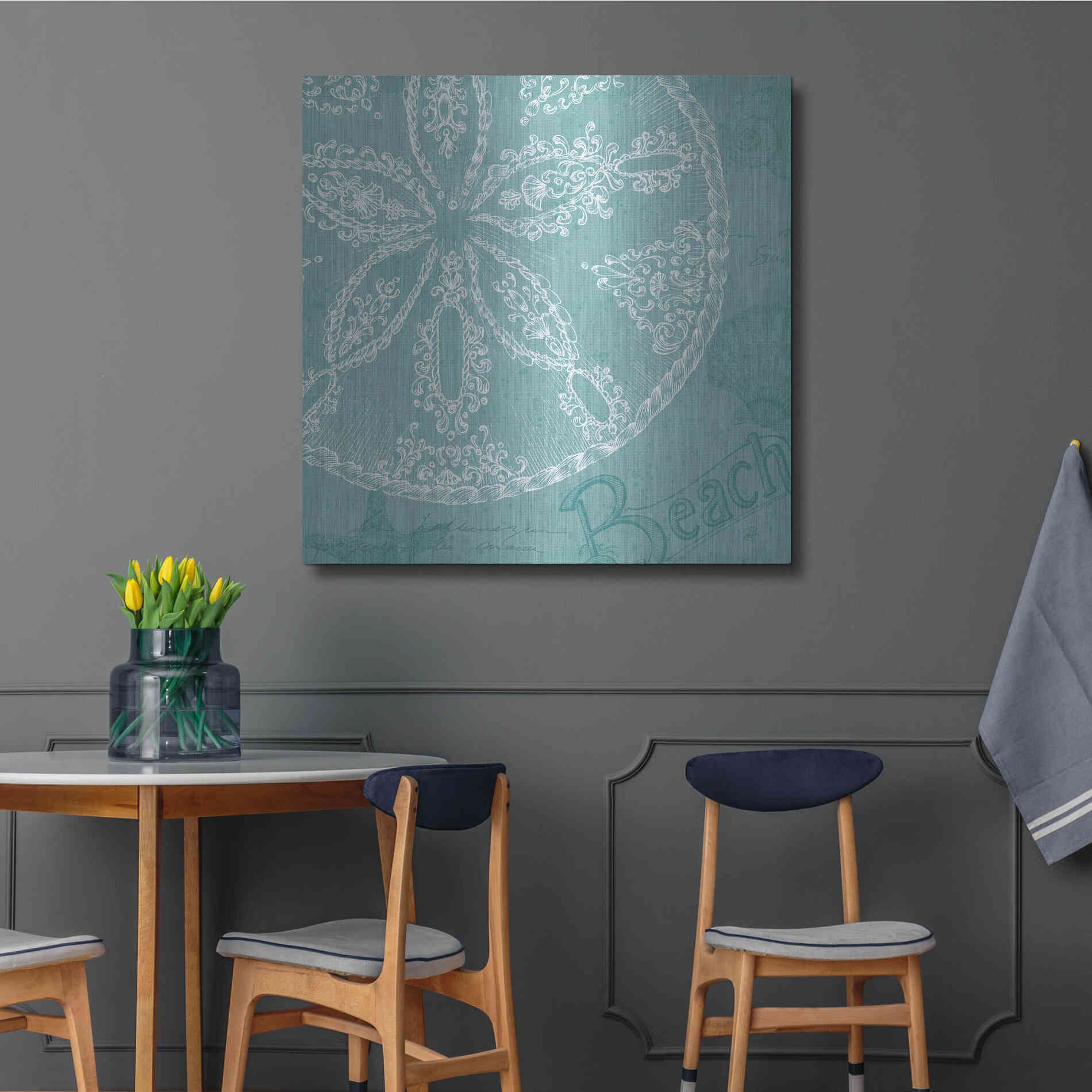 Luxe Metal Art 'Aqua Treasure II' by Daphne Brissonet, Metal Wall Art,36x36