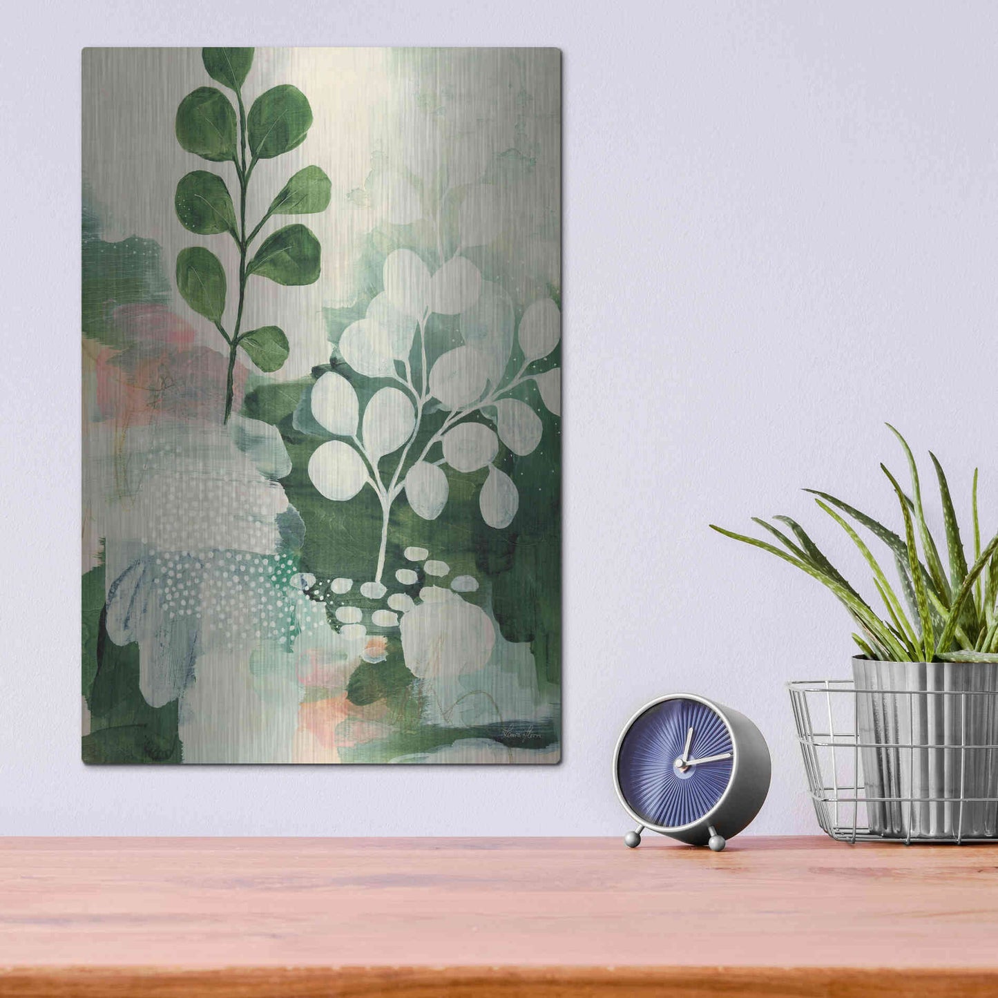 Luxe Metal Art 'Nature Story IV' by Laura Horn, Metal Wall Art,12x16