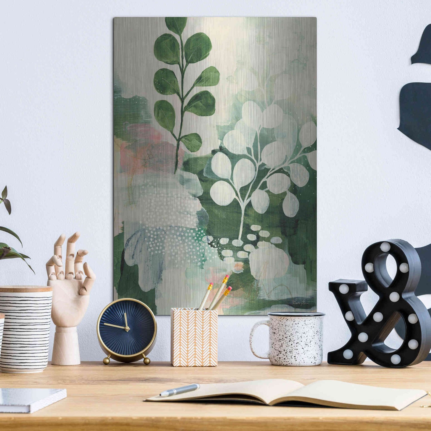 Luxe Metal Art 'Nature Story IV' by Laura Horn, Metal Wall Art,12x16