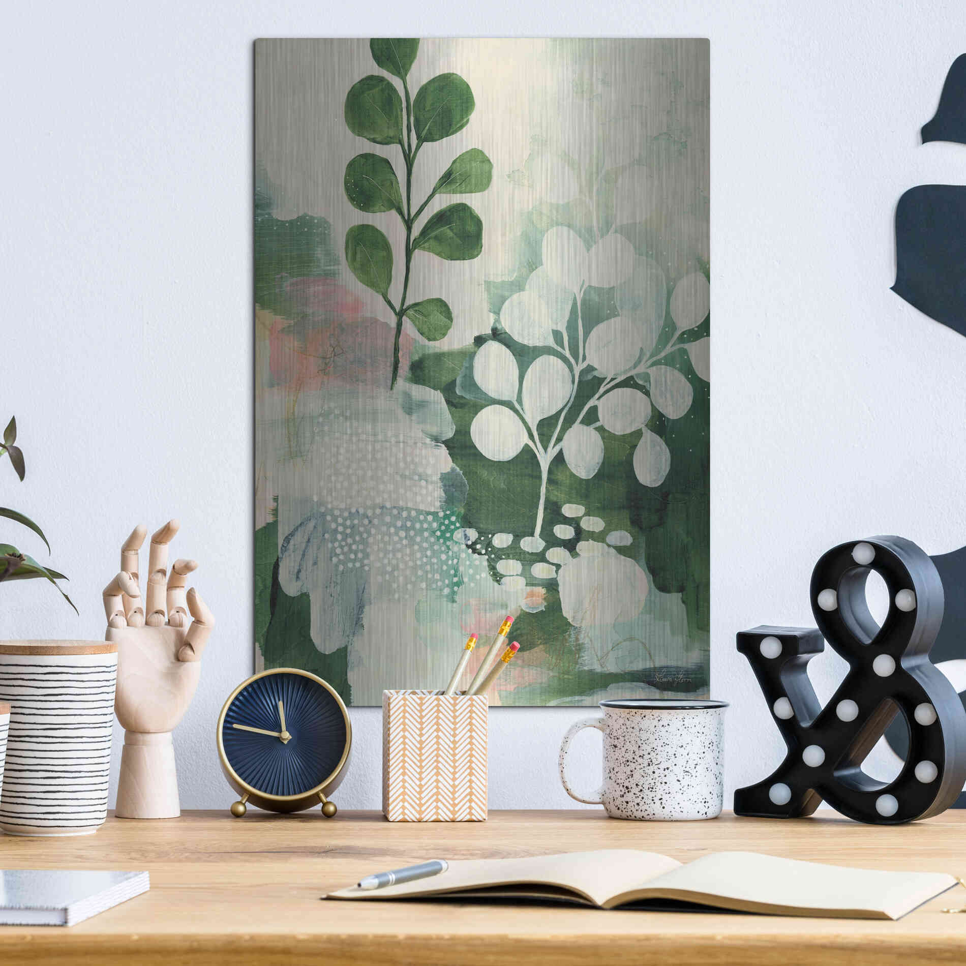 Luxe Metal Art 'Nature Story IV' by Laura Horn, Metal Wall Art,12x16