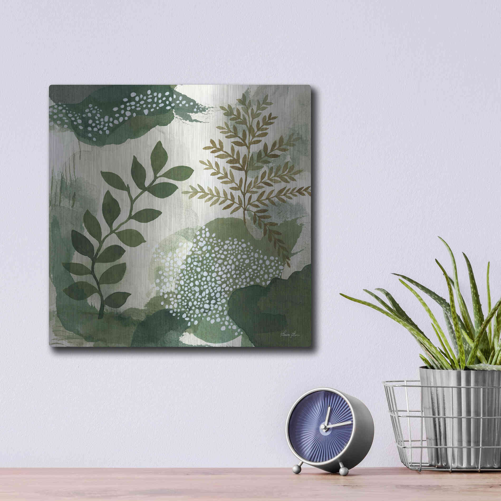 Luxe Metal Art 'Wood Land Walk I' by Laura Horn, Metal Wall Art,12x12