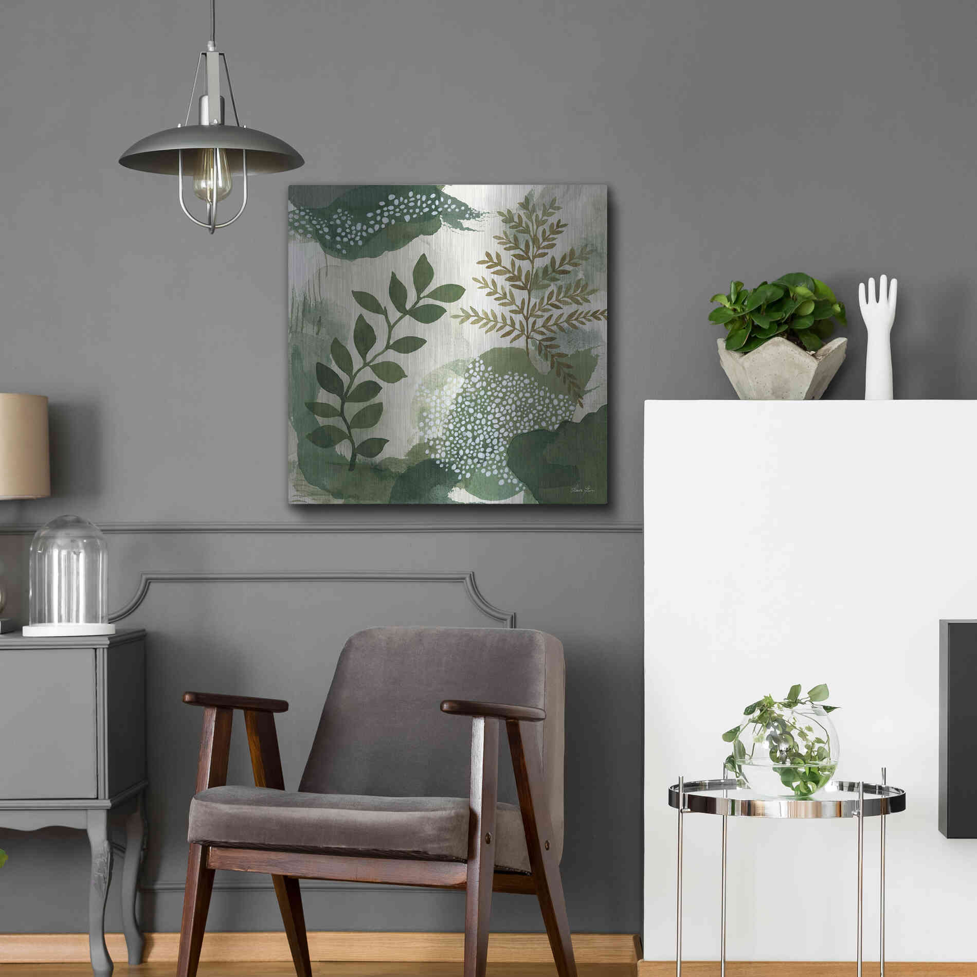 Luxe Metal Art 'Wood Land Walk I' by Laura Horn, Metal Wall Art,24x24