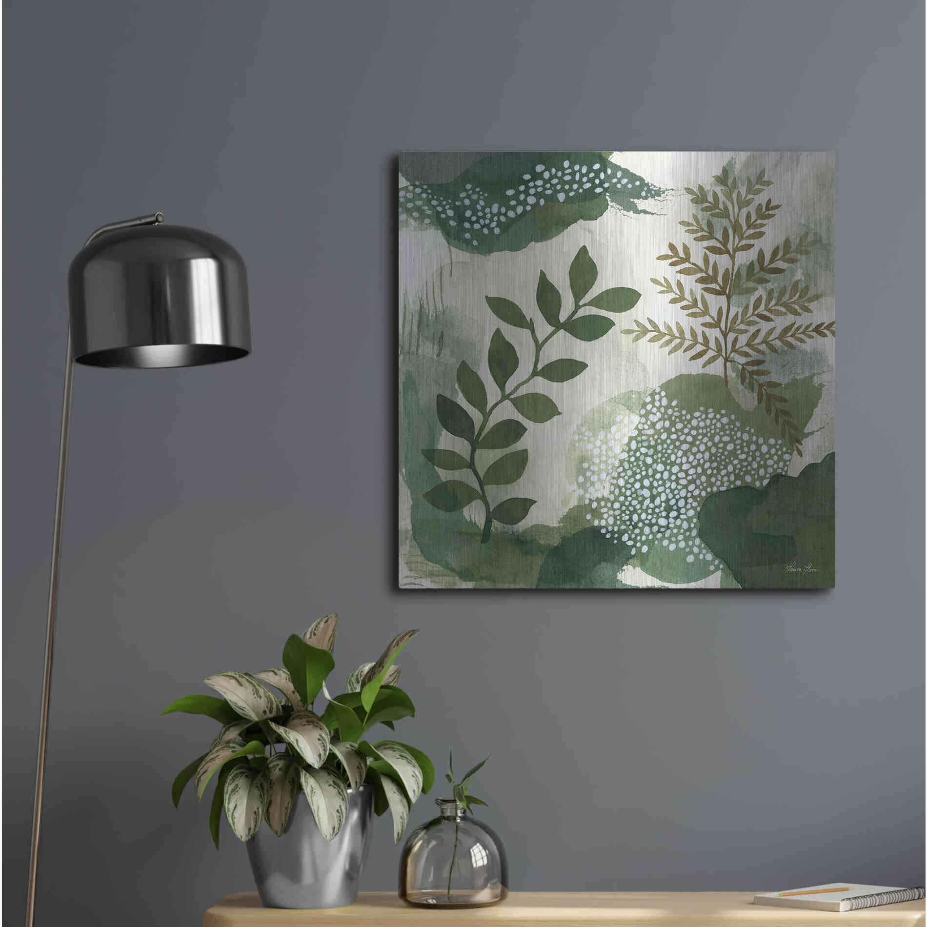 Luxe Metal Art 'Wood Land Walk I' by Laura Horn, Metal Wall Art,24x24