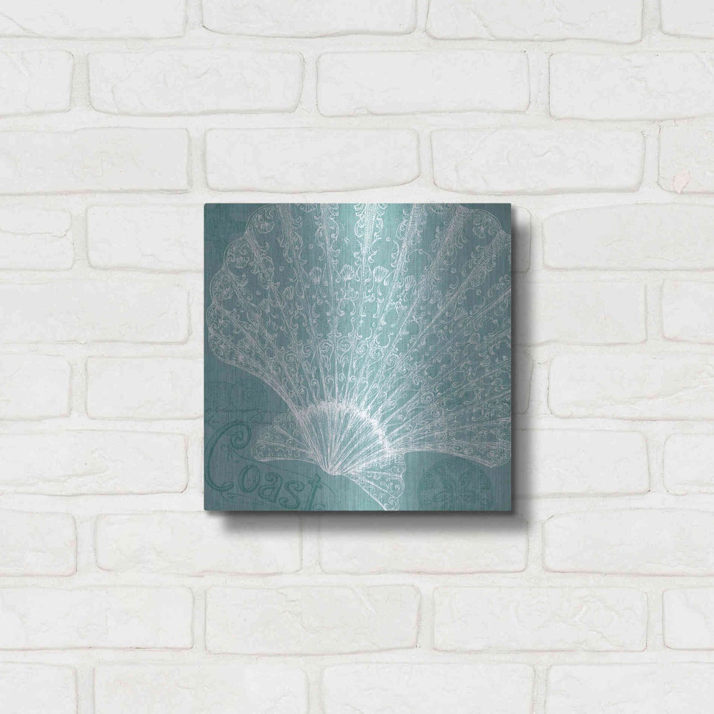 Luxe Metal Art 'Aqua Treasure III' by Daphne Brissonet, Metal Wall Art,12x12