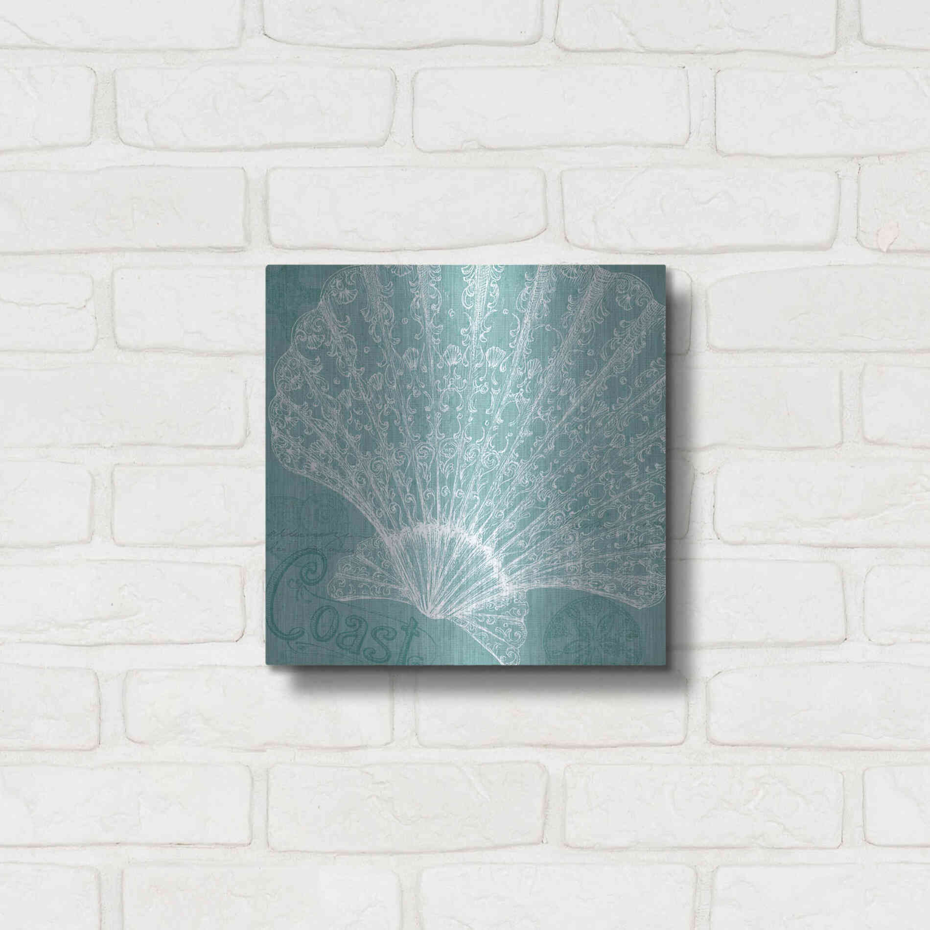 Luxe Metal Art 'Aqua Treasure III' by Daphne Brissonet, Metal Wall Art,12x12