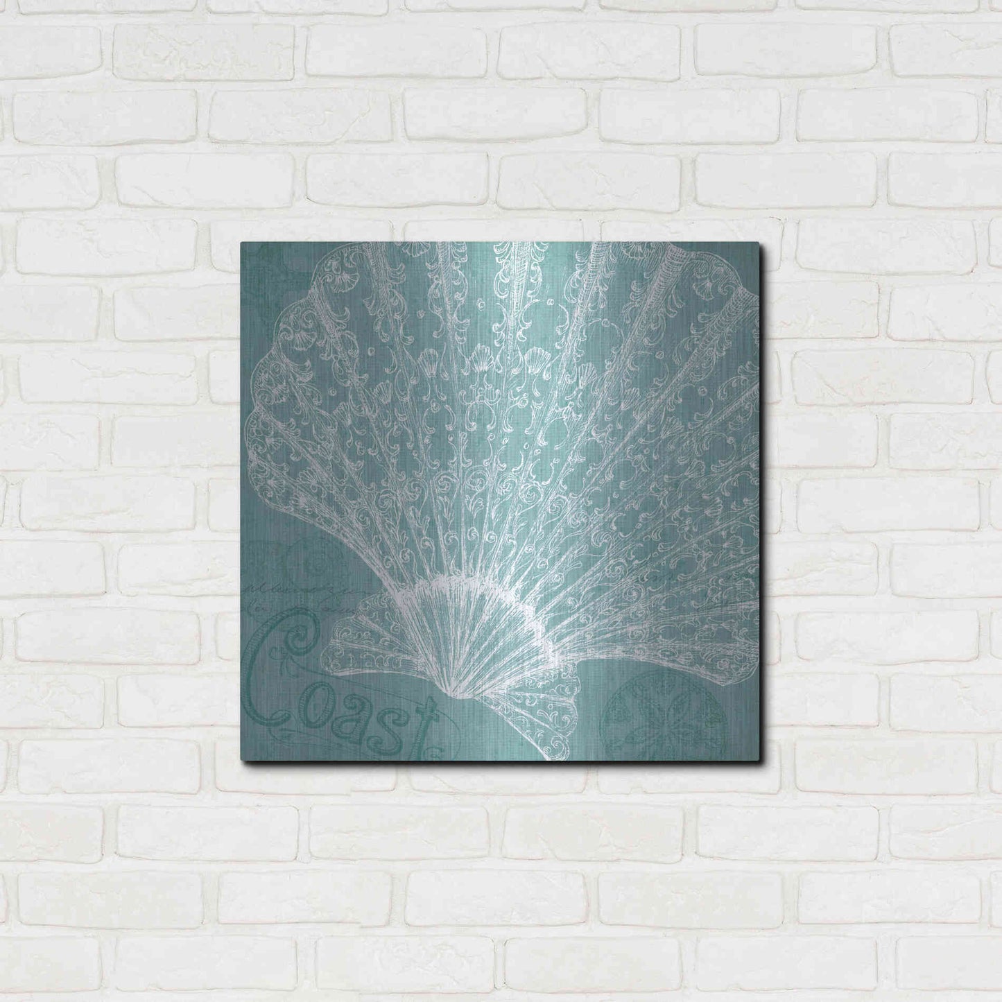 Luxe Metal Art 'Aqua Treasure III' by Daphne Brissonet, Metal Wall Art,24x24