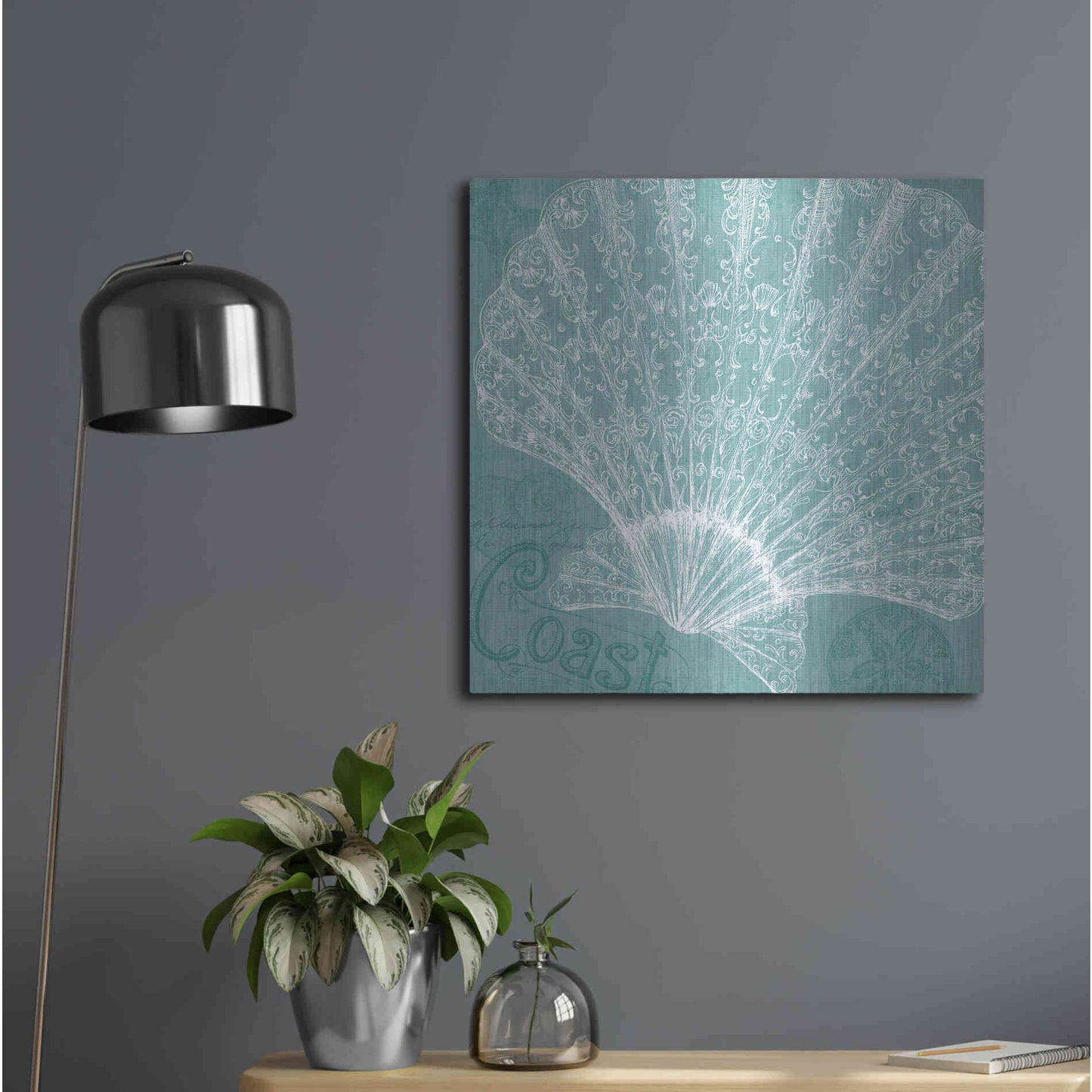 Luxe Metal Art 'Aqua Treasure III' by Daphne Brissonet, Metal Wall Art,24x24