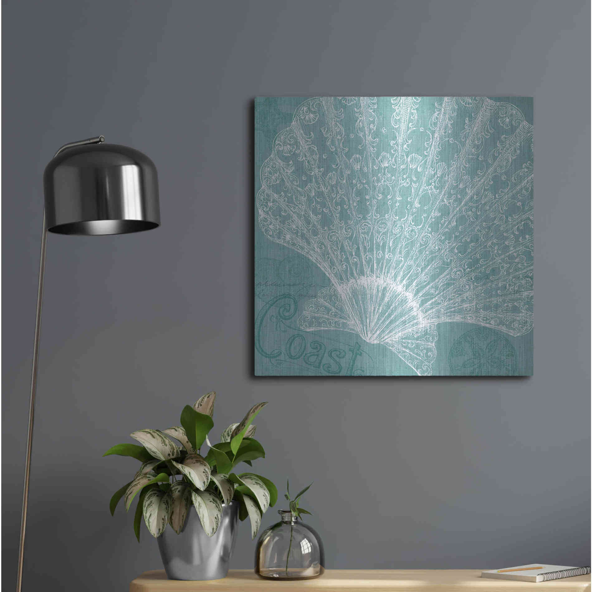 Luxe Metal Art 'Aqua Treasure III' by Daphne Brissonet, Metal Wall Art,24x24