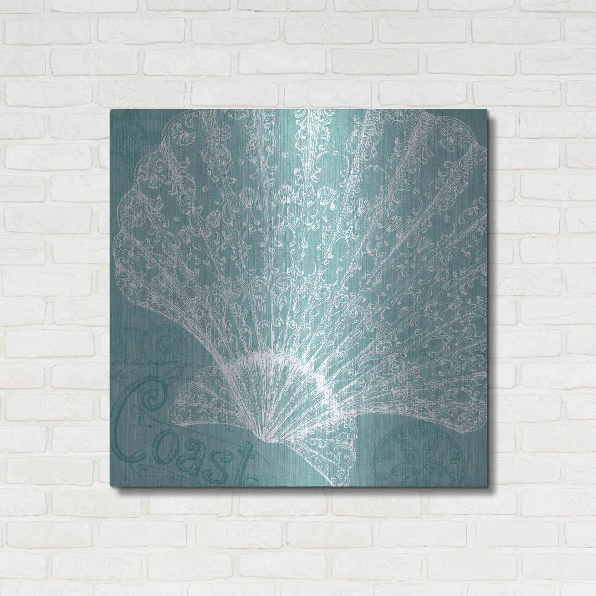Luxe Metal Art 'Aqua Treasure III' by Daphne Brissonet, Metal Wall Art,36x36