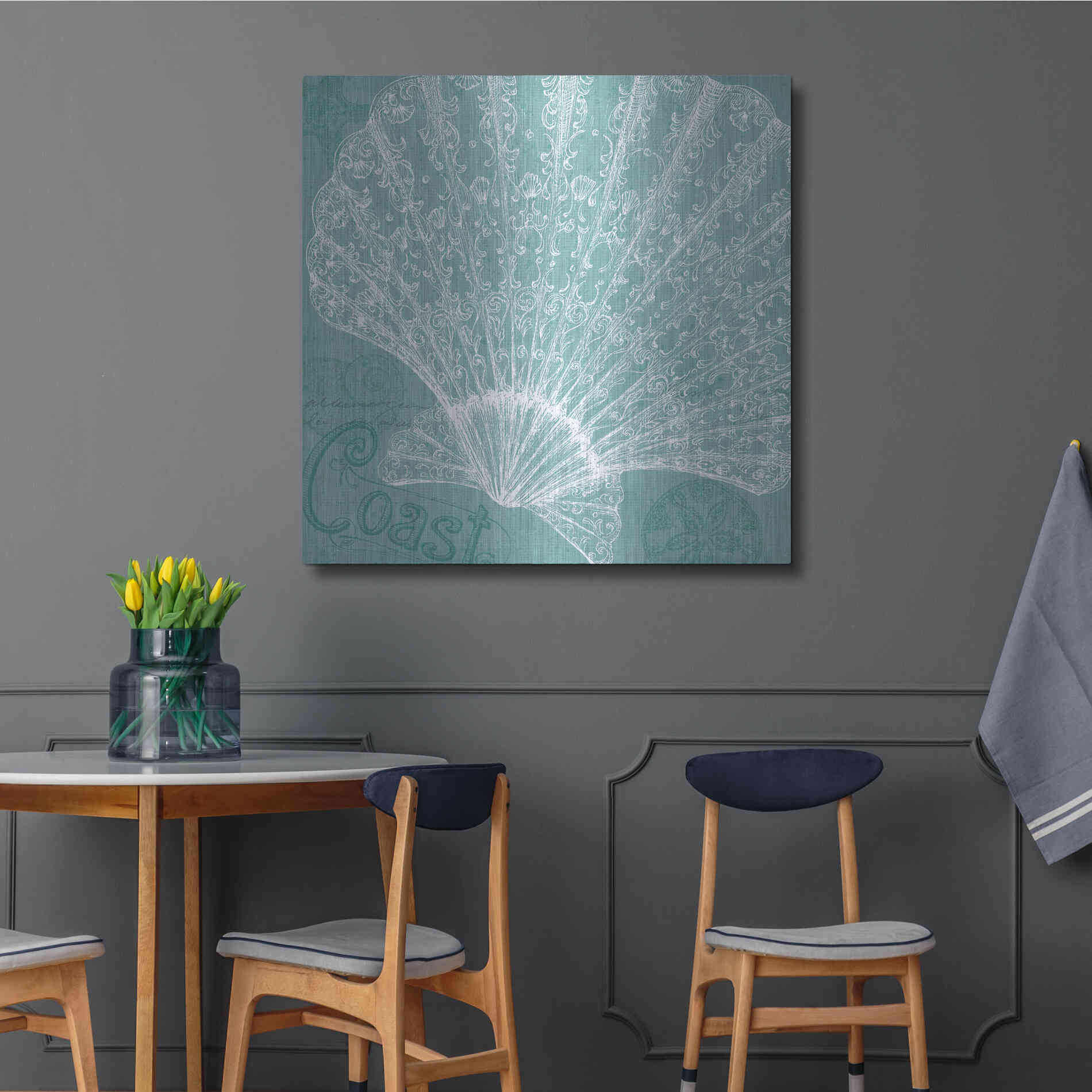 Luxe Metal Art 'Aqua Treasure III' by Daphne Brissonet, Metal Wall Art,36x36