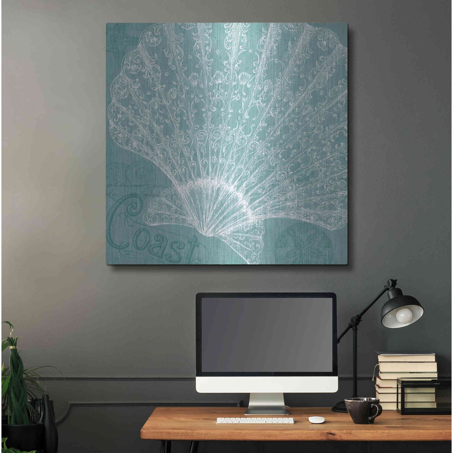 Luxe Metal Art 'Aqua Treasure III' by Daphne Brissonet, Metal Wall Art,36x36