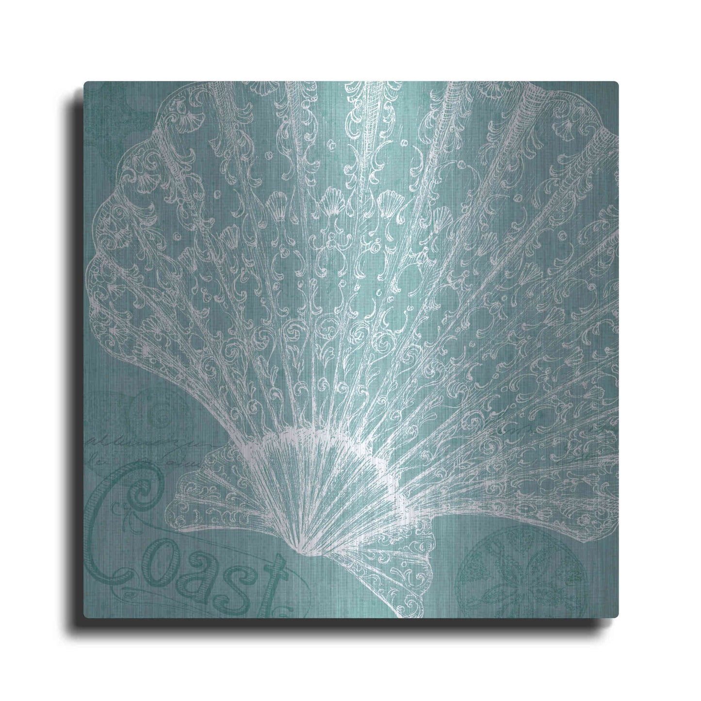 Luxe Metal Art 'Aqua Treasure III' by Daphne Brissonet, Metal Wall Art
