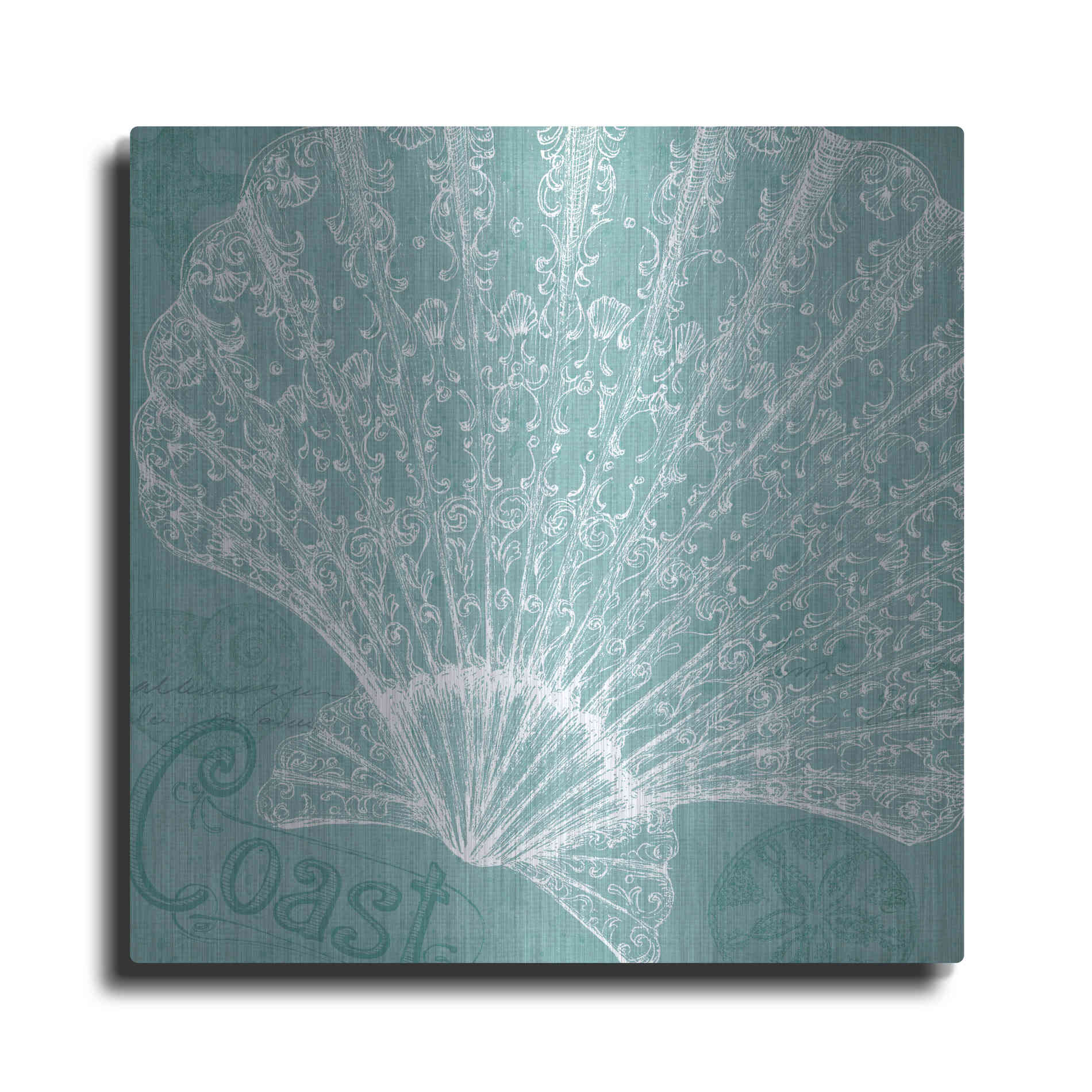 Luxe Metal Art 'Aqua Treasure III' by Daphne Brissonet, Metal Wall Art