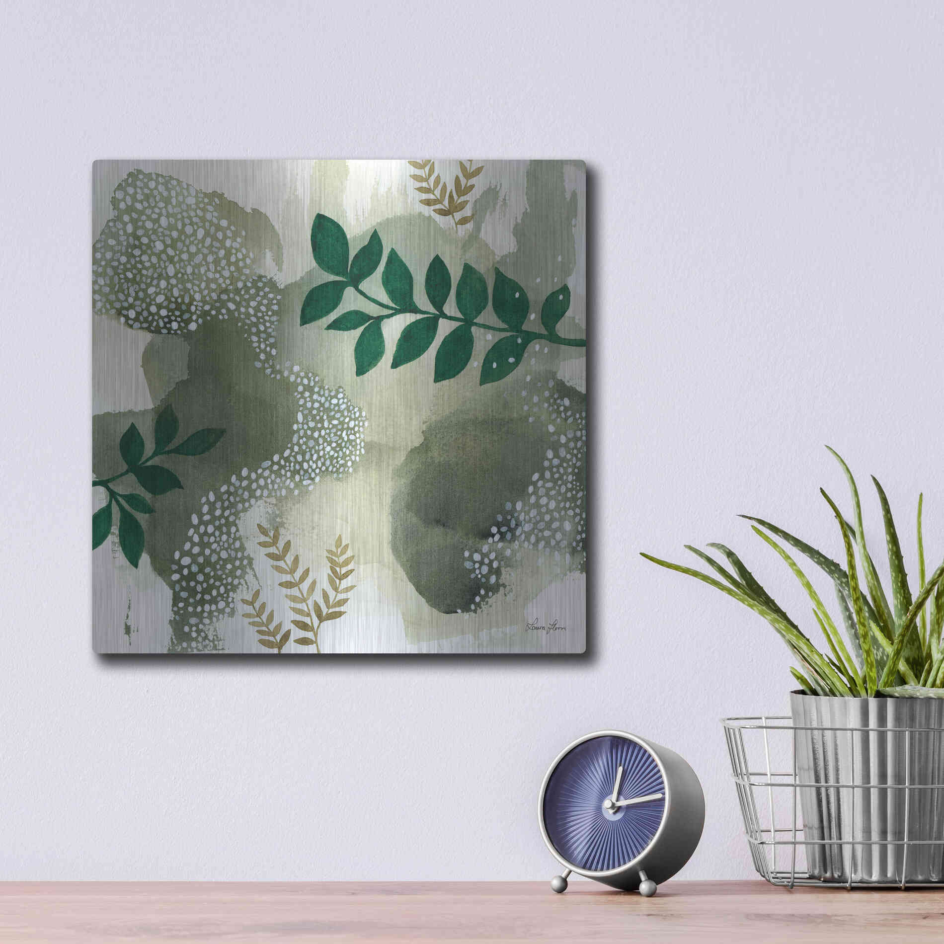 Luxe Metal Art 'Wood Land Walk IV' by Laura Horn, Metal Wall Art,12x12