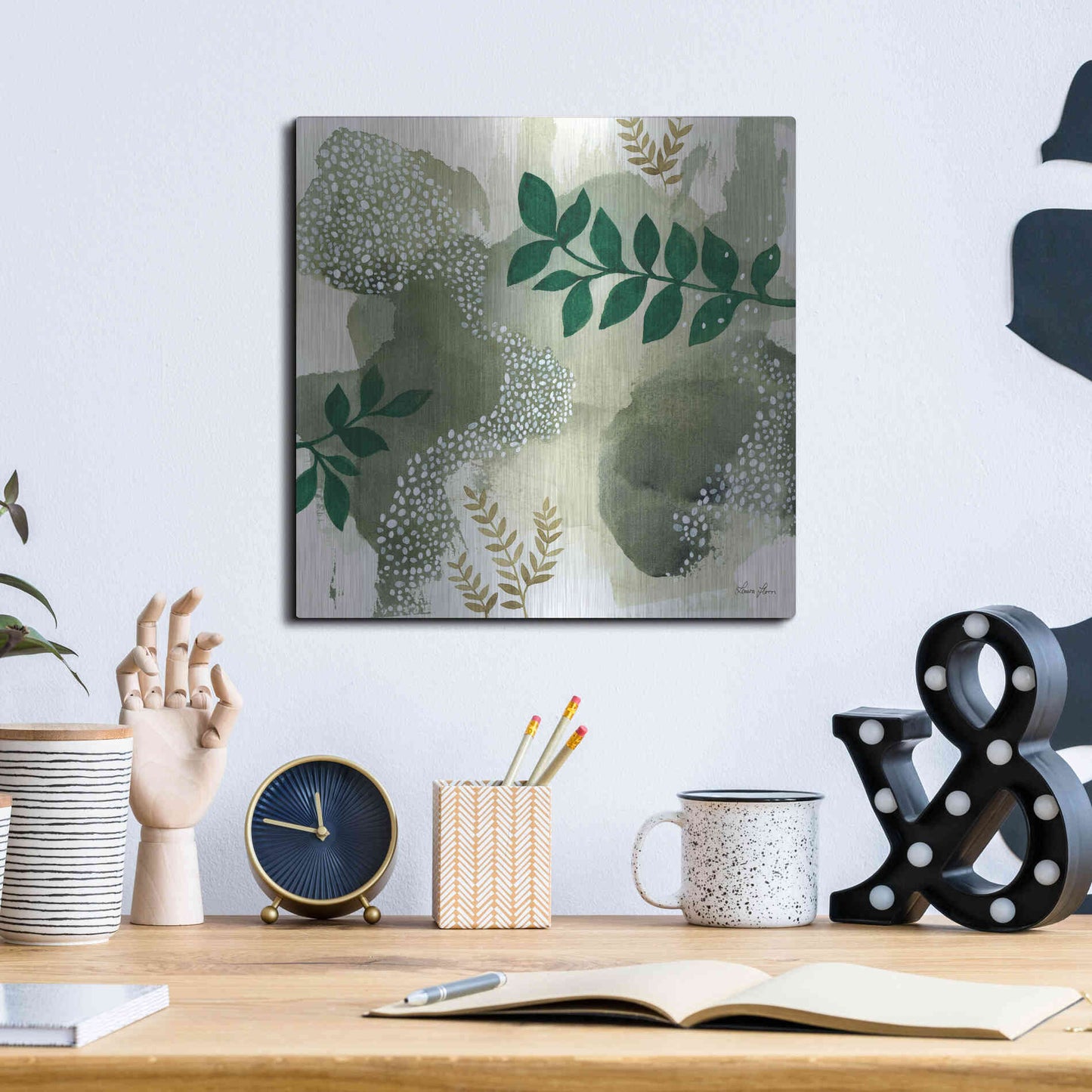 Luxe Metal Art 'Wood Land Walk IV' by Laura Horn, Metal Wall Art,12x12