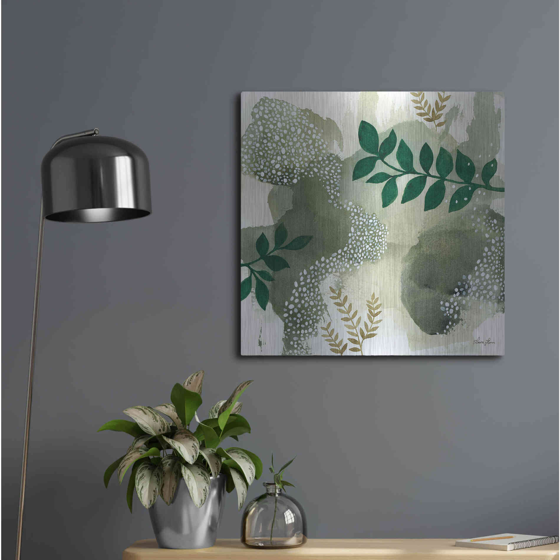 Luxe Metal Art 'Wood Land Walk IV' by Laura Horn, Metal Wall Art,24x24