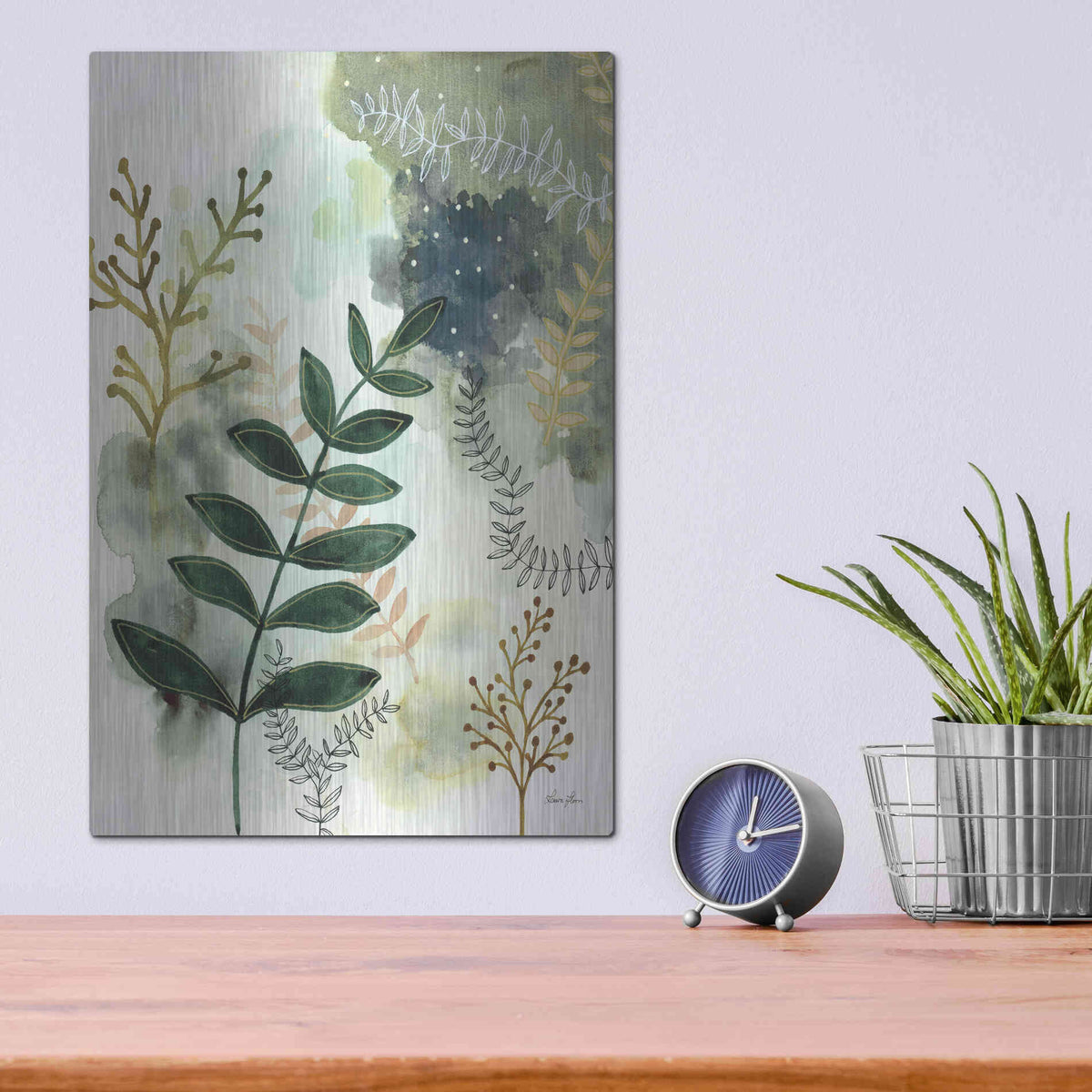 Luxe Metal Art 'Wood Land Walk V' by Laura Horn, Metal Wall Art,12x16