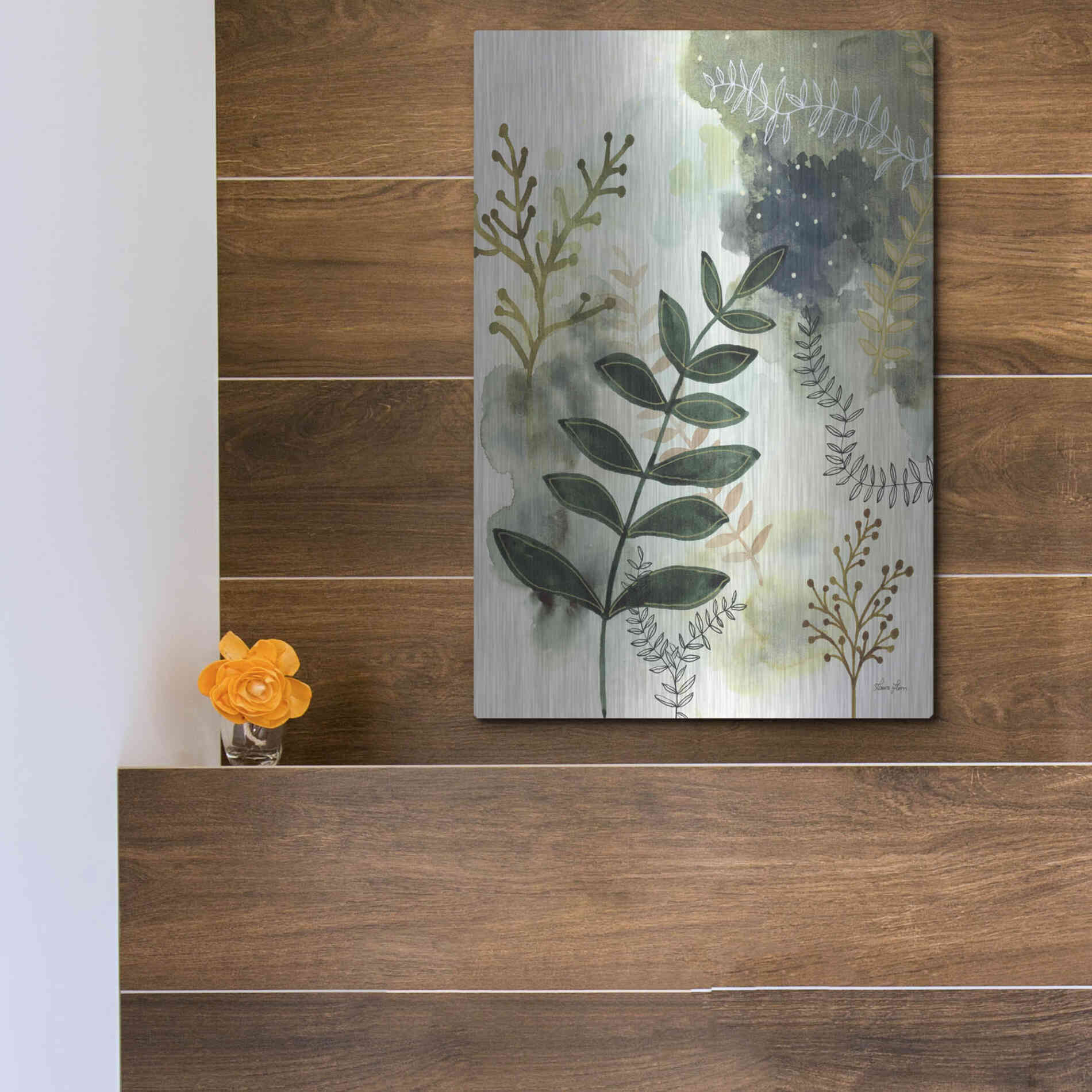 Luxe Metal Art 'Wood Land Walk V' by Laura Horn, Metal Wall Art,12x16