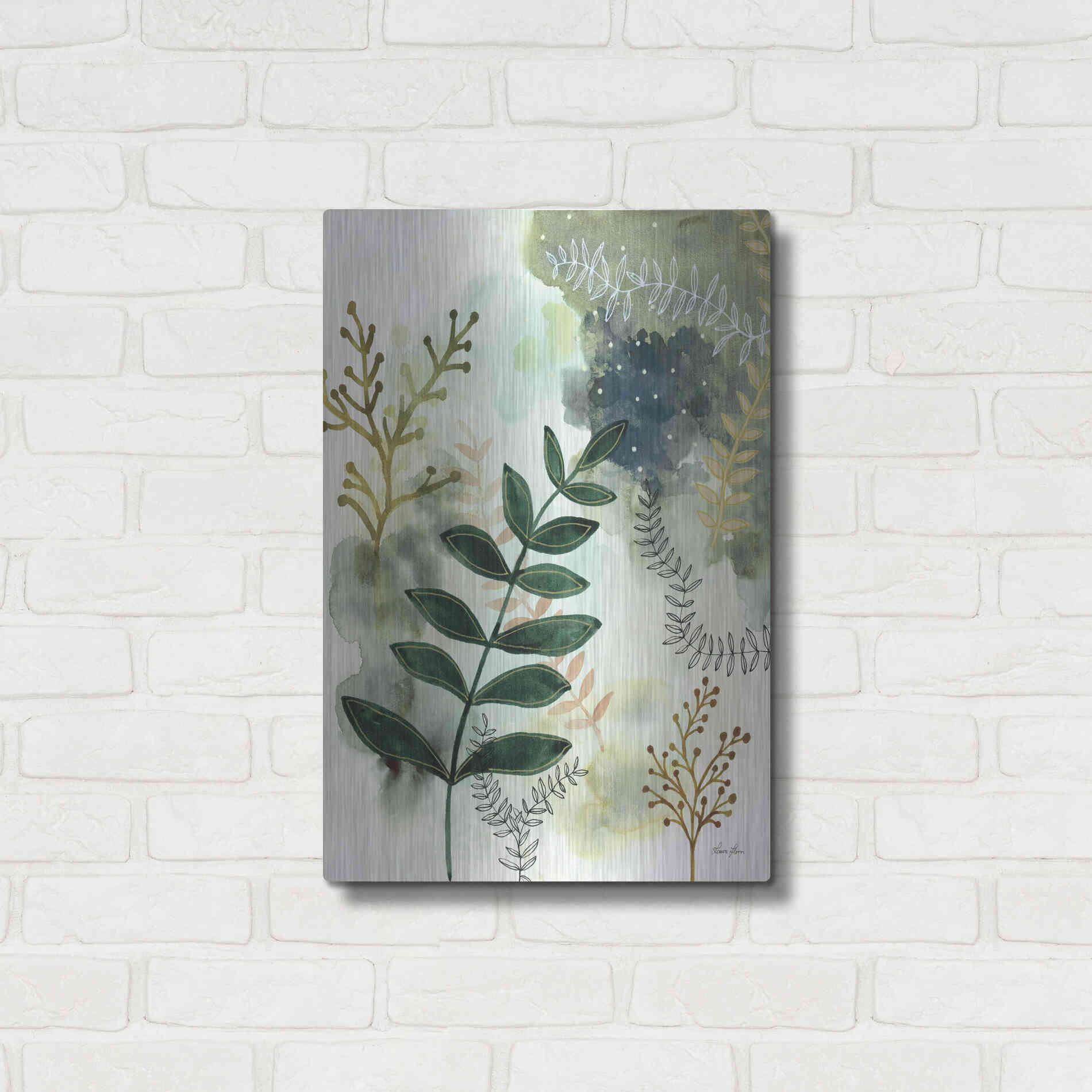 Luxe Metal Art 'Wood Land Walk V' by Laura Horn, Metal Wall Art,16x24