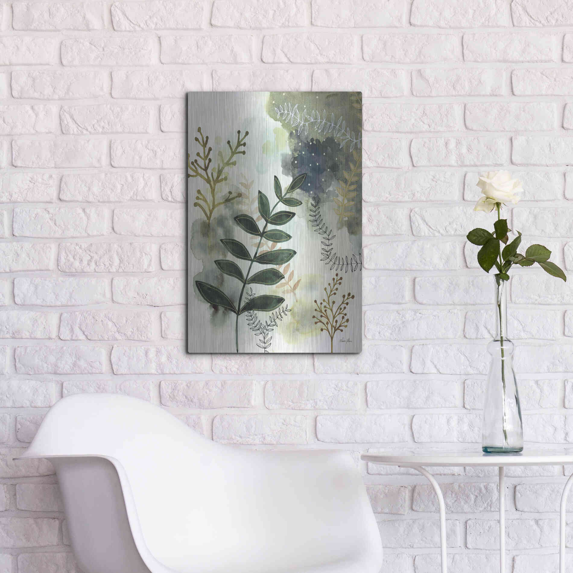 Luxe Metal Art 'Wood Land Walk V' by Laura Horn, Metal Wall Art,16x24