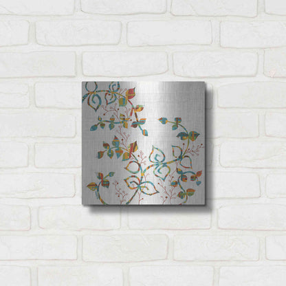 Luxe Metal Art 'Rainbow Vines with Berries Spice' by Kathy Ferguson, Metal Wall Art,12x12
