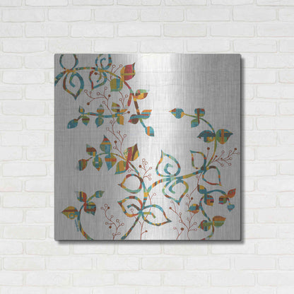 Luxe Metal Art 'Rainbow Vines with Berries Spice' by Kathy Ferguson, Metal Wall Art,36x36