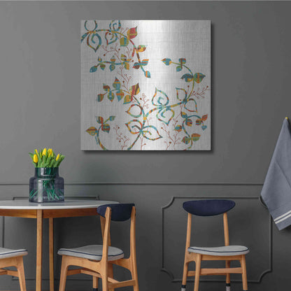 Luxe Metal Art 'Rainbow Vines with Berries Spice' by Kathy Ferguson, Metal Wall Art,36x36