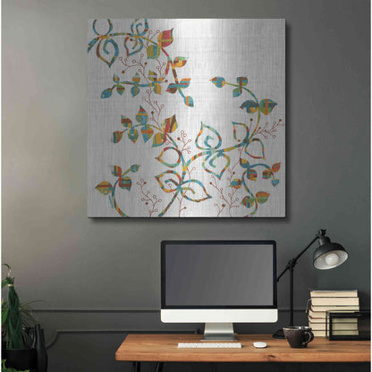 Luxe Metal Art 'Rainbow Vines with Berries Spice' by Kathy Ferguson, Metal Wall Art,36x36