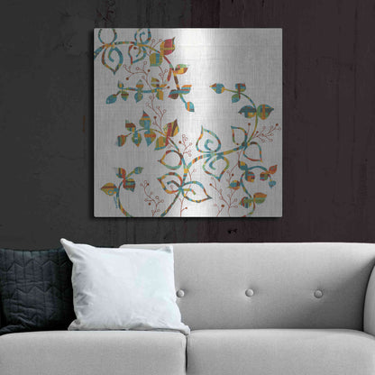 Luxe Metal Art 'Rainbow Vines with Berries Spice' by Kathy Ferguson, Metal Wall Art,36x36
