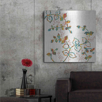Luxe Metal Art 'Rainbow Vines with Berries Spice' by Kathy Ferguson, Metal Wall Art,36x36