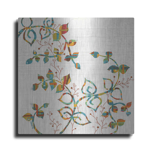 Luxe Metal Art 'Rainbow Vines with Berries Spice' by Kathy Ferguson, Metal Wall Art