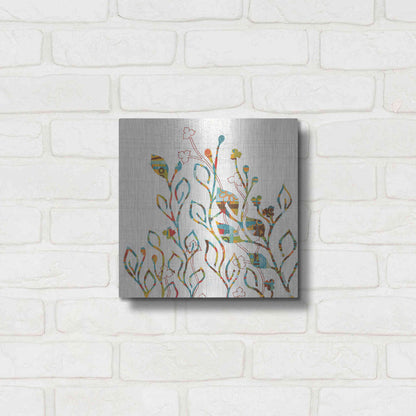 Luxe Metal Art 'Rainbow Vines with Flowers Spice' by Kathy Ferguson, Metal Wall Art,12x12