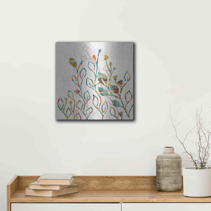 Luxe Metal Art 'Rainbow Vines with Flowers Spice' by Kathy Ferguson, Metal Wall Art,12x12
