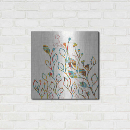 Luxe Metal Art 'Rainbow Vines with Flowers Spice' by Kathy Ferguson, Metal Wall Art,24x24