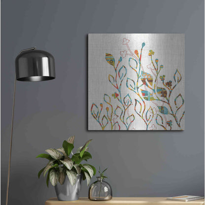 Luxe Metal Art 'Rainbow Vines with Flowers Spice' by Kathy Ferguson, Metal Wall Art,24x24
