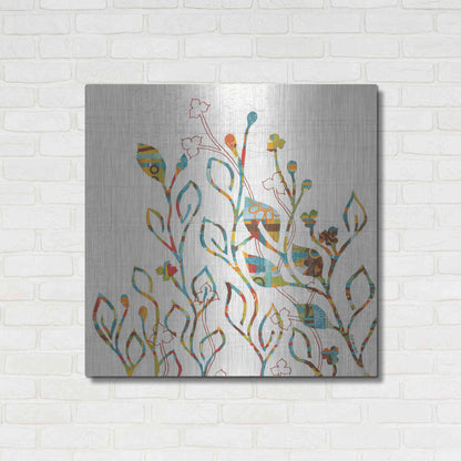 Luxe Metal Art 'Rainbow Vines with Flowers Spice' by Kathy Ferguson, Metal Wall Art,36x36