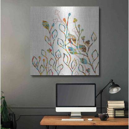 Luxe Metal Art 'Rainbow Vines with Flowers Spice' by Kathy Ferguson, Metal Wall Art,36x36