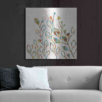 Luxe Metal Art 'Rainbow Vines with Flowers Spice' by Kathy Ferguson, Metal Wall Art,36x36