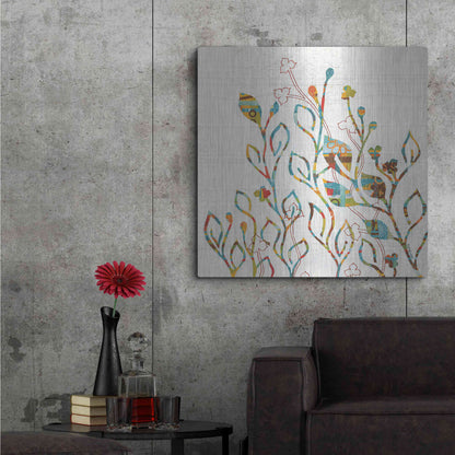 Luxe Metal Art 'Rainbow Vines with Flowers Spice' by Kathy Ferguson, Metal Wall Art,36x36