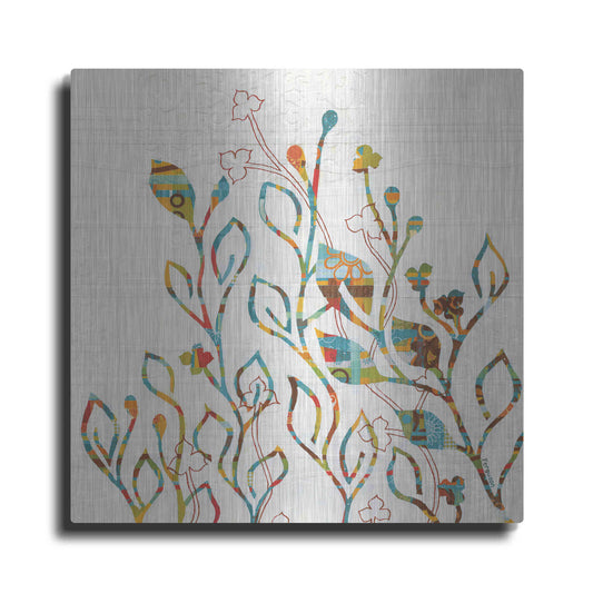 Luxe Metal Art 'Rainbow Vines with Flowers Spice' by Kathy Ferguson, Metal Wall Art