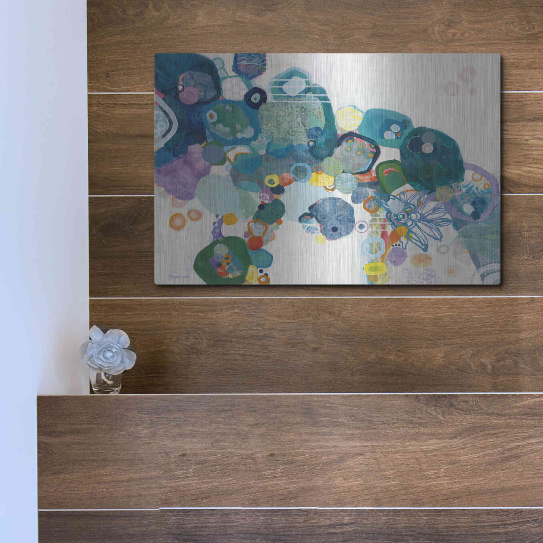 Luxe Metal Art 'Bridging our Differences' by Kathy Ferguson, Metal Wall Art,16x12