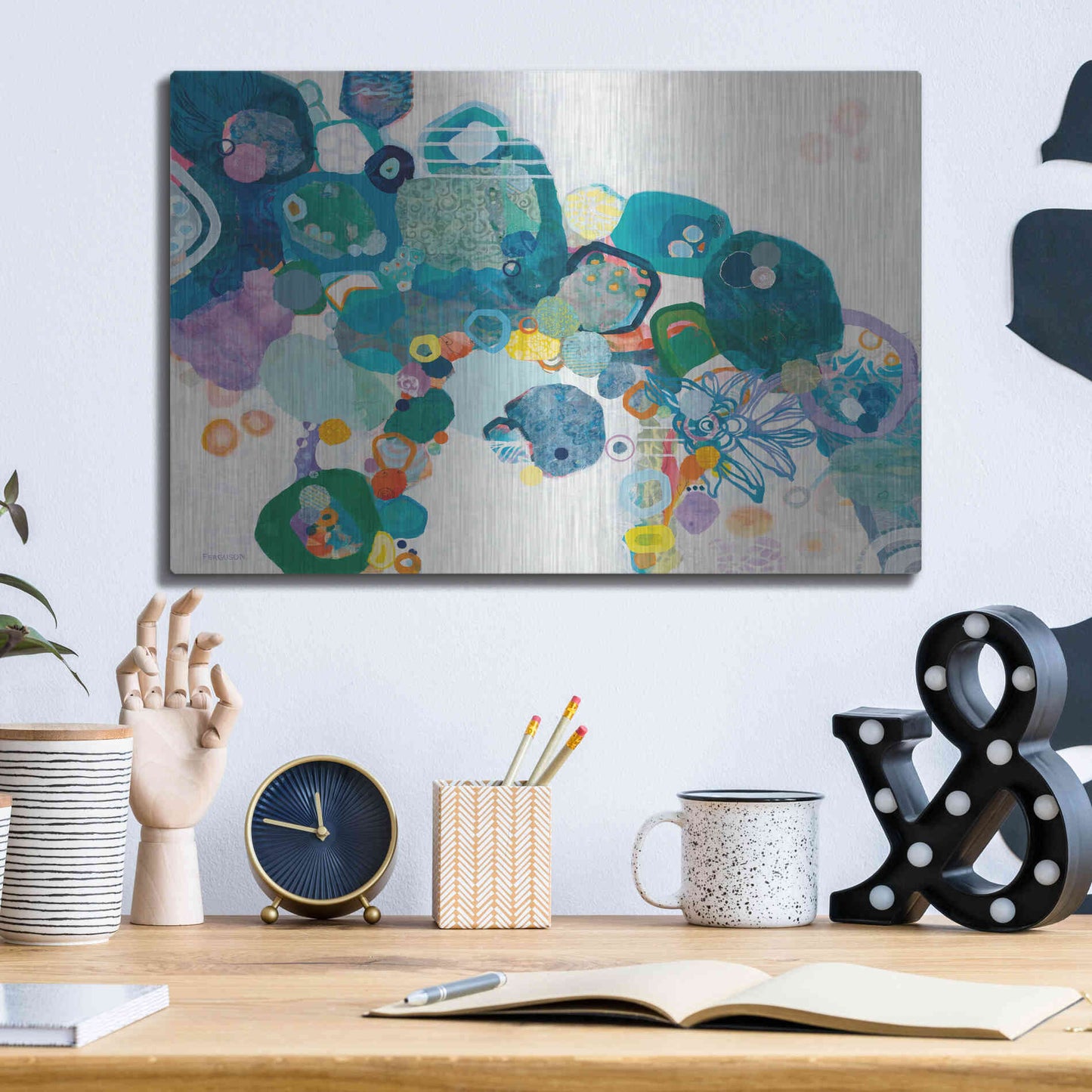 Luxe Metal Art 'Bridging our Differences' by Kathy Ferguson, Metal Wall Art,16x12