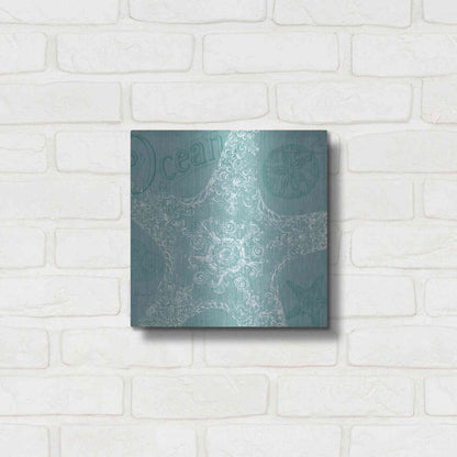 Luxe Metal Art 'Aqua Treasure I' by Daphne Brissonet, Metal Wall Art,12x12