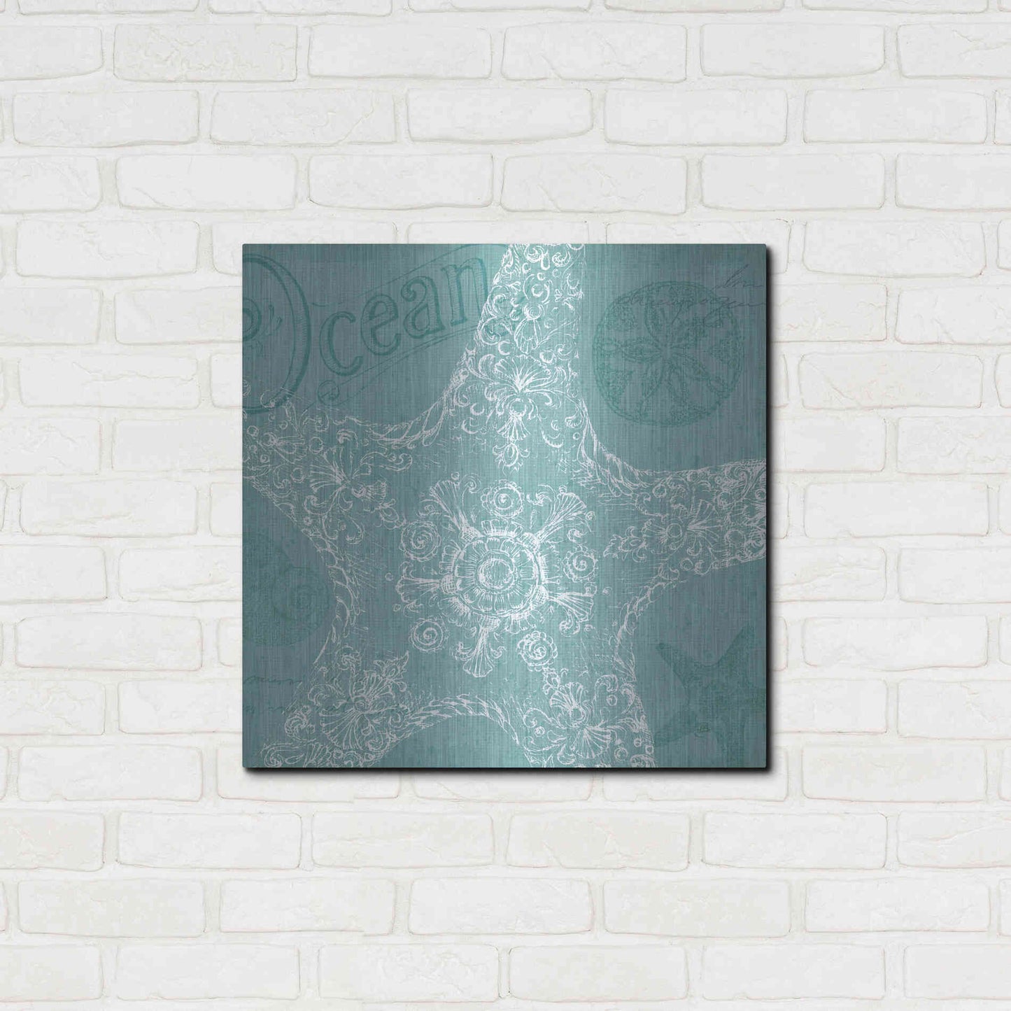 Luxe Metal Art 'Aqua Treasure I' by Daphne Brissonet, Metal Wall Art,24x24
