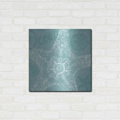 Luxe Metal Art 'Aqua Treasure I' by Daphne Brissonet, Metal Wall Art,24x24