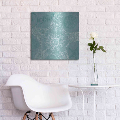 Luxe Metal Art 'Aqua Treasure I' by Daphne Brissonet, Metal Wall Art,24x24