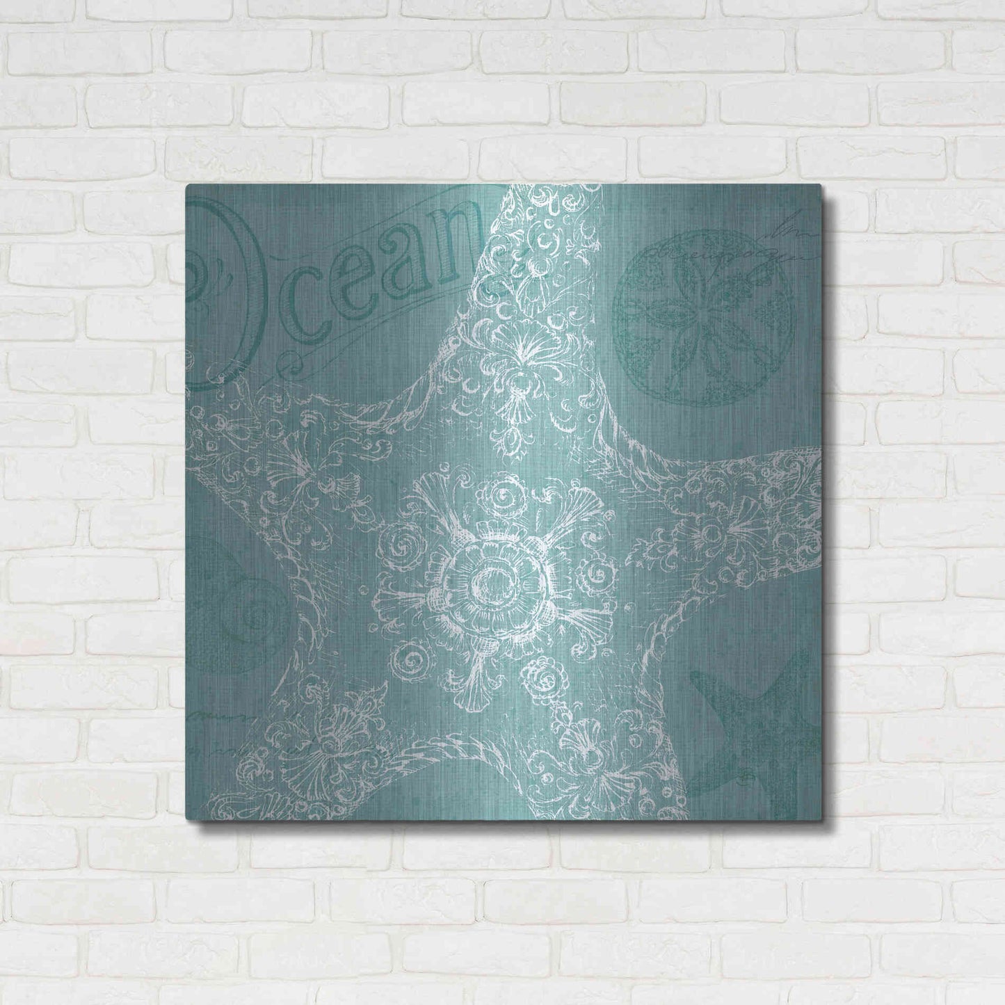 Luxe Metal Art 'Aqua Treasure I' by Daphne Brissonet, Metal Wall Art,36x36