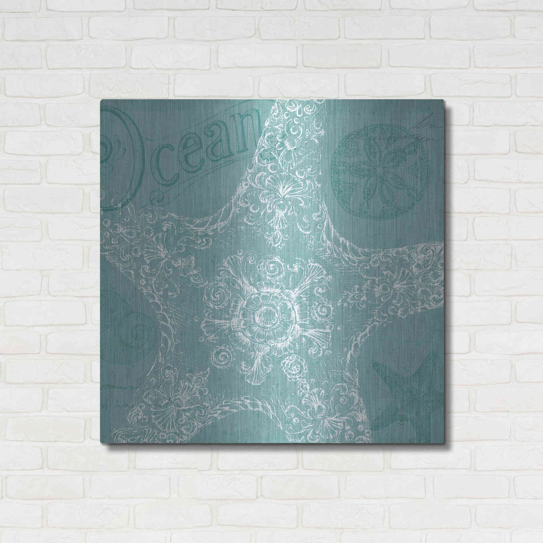 Luxe Metal Art 'Aqua Treasure I' by Daphne Brissonet, Metal Wall Art,36x36