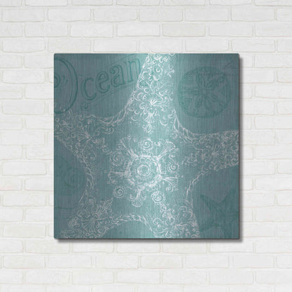 Luxe Metal Art 'Aqua Treasure I' by Daphne Brissonet, Metal Wall Art,36x36
